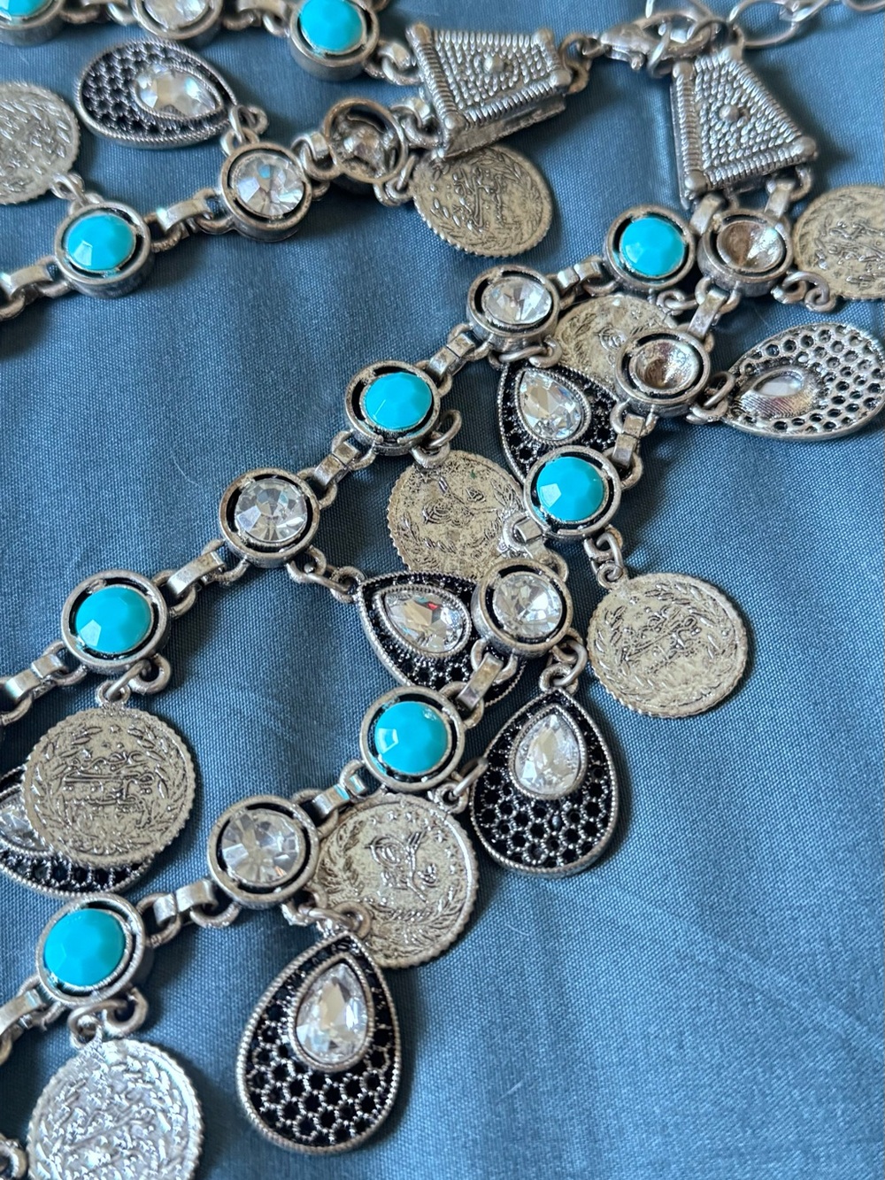 Handmade Boho Gypsy Coin Belt / Statement Necklace • Santa Barbara Antique Find - Picture 7 of 10